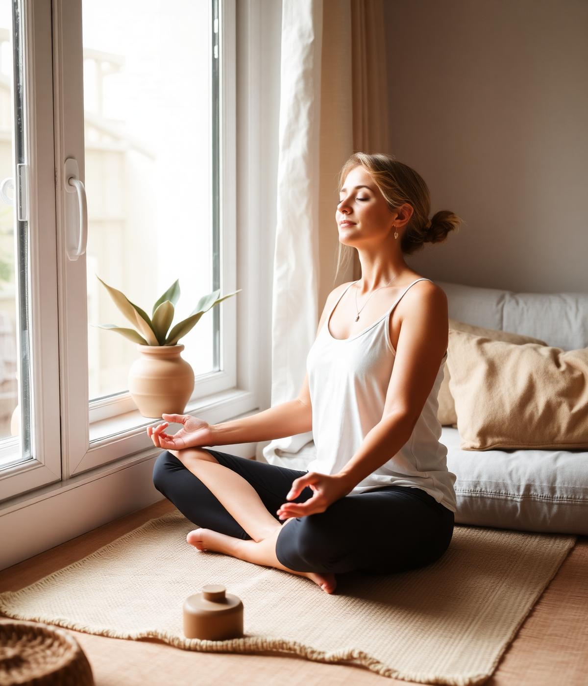 A quiet, sunlit interior representing an at-home ketamine session